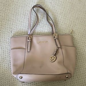 Michael kors nude leather tote bag